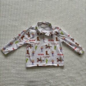 Cecil & Lou Long Sleeve Rodeo Cowboy Yee Haw Western Polo Shirt: Toddler Boys 2T